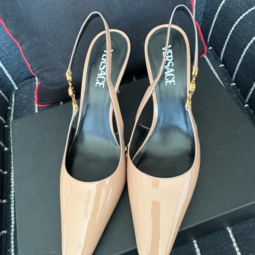 Versace Women's Tan Slingback Heels